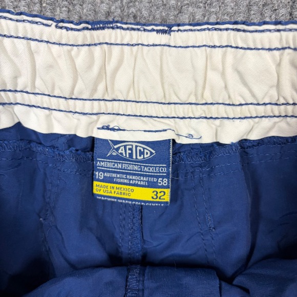 AFTCO Shorts Men's 32 Fishing Blue Cargo Pockets Outdoors Water Resistant - Picture 3 of 6